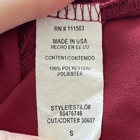 Lily White | Y2K Made In USA Burgundy Wrap V-Neck Spaghetti Strap Top, Size S - Picture 7 of 8